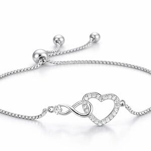Heart Infinity Bracelet
Crystal CZ
Chain:Box
Metal:Brass
Lead/Nickel Free Metal